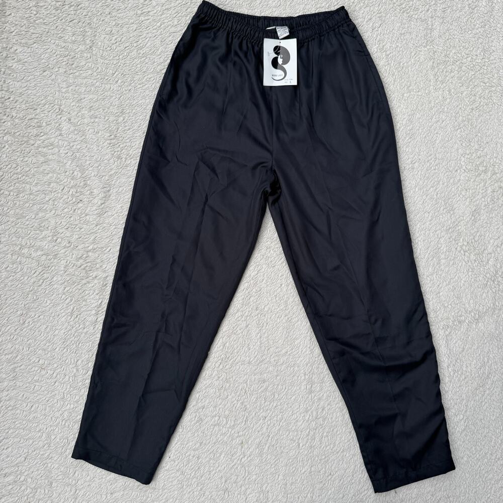 VTG Euro Joy Women Silk Blend Pants L NWT Paris Milano Pull On Dark Gray Tapered